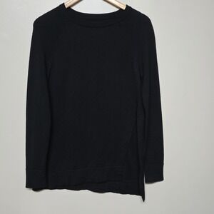 AYR The Twisted Seam Merino Wool Sweater Women's S Black Side Slit Modern‎